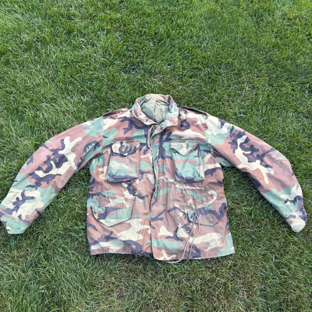 Atlanco M-65 Field Coat Woodland Camo Cold Weather Jacket Mens Large Regular USA